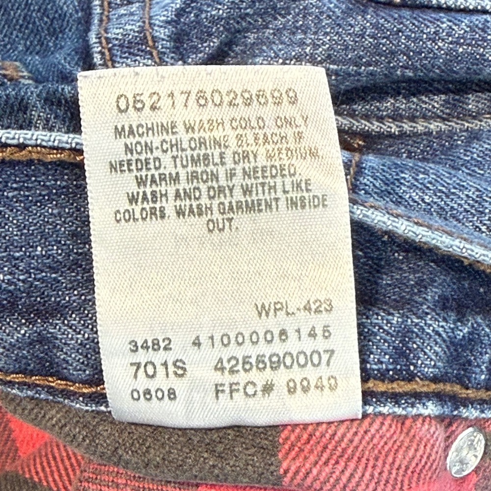 Levis 559 Mens Relaxed Straight Leg Flannel Lined Jeans Size 36 Measures 34x30 - Picture 8 of 11